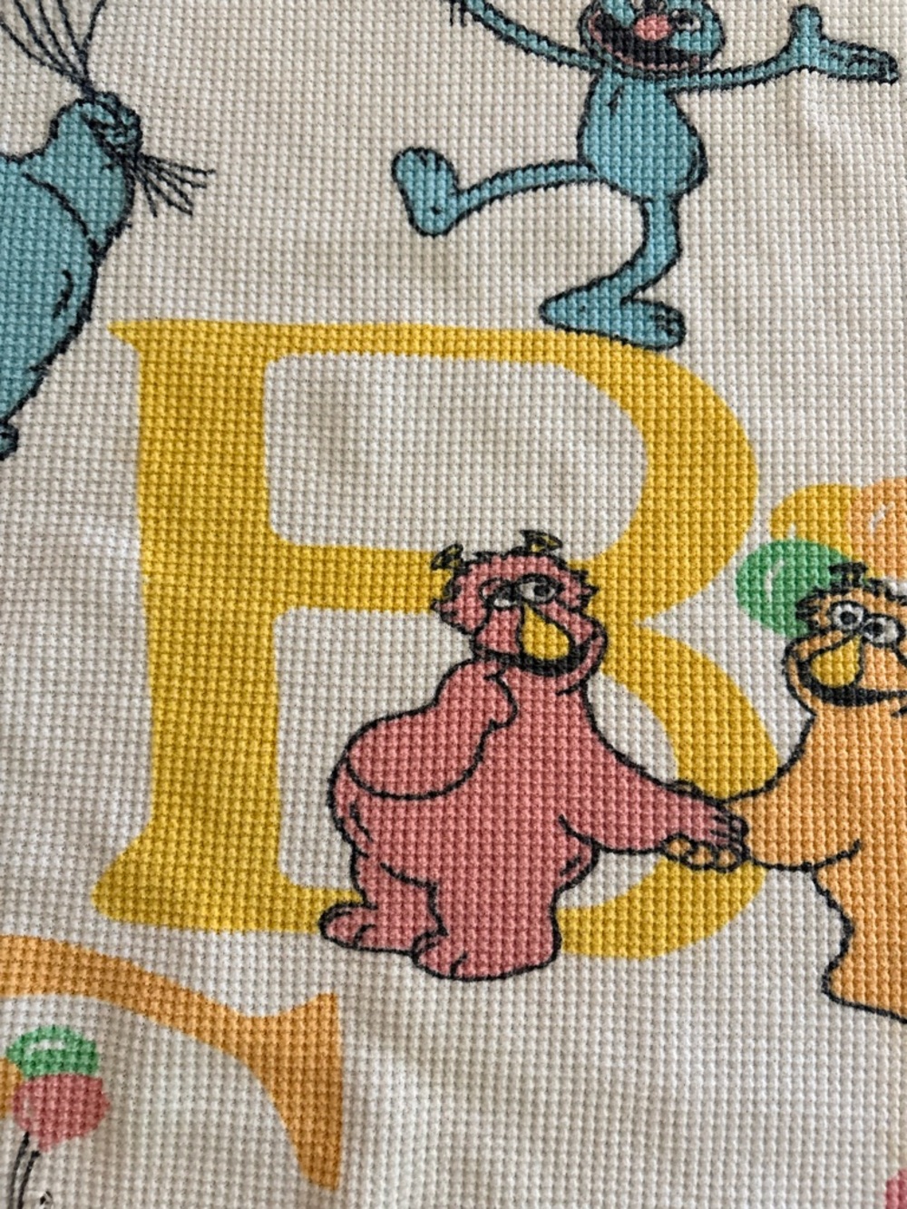 Vintage ABC Sesame Street Baby waffle weave Blanket - no tag- satin border- - Picture 3 of 16